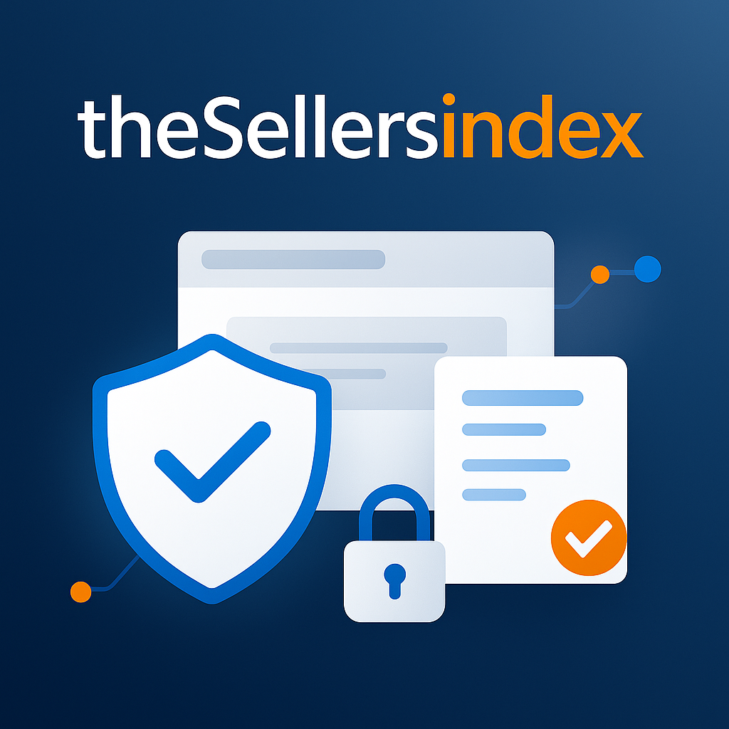 TSI data security compliance — shield with checkmark and padlock representing GDPR-compliant Amazon seller data processing